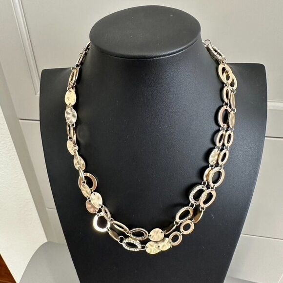 2 Designer Gold Tone Statement Long Pendant Necklaces - Picture 3 of 8